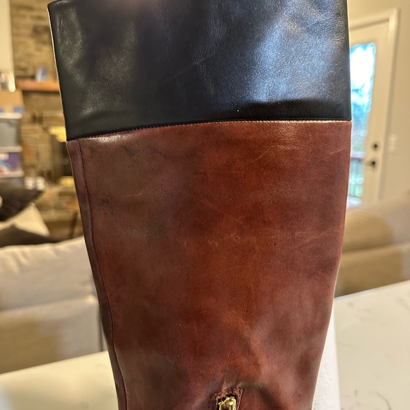 Vince Camuto Leather Riding Boots Two Tine Black Cherry Sz 9B/39 - Picture 11 of 12